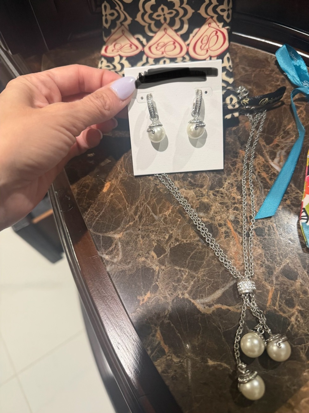 Brighton pearl earrings and necklace set